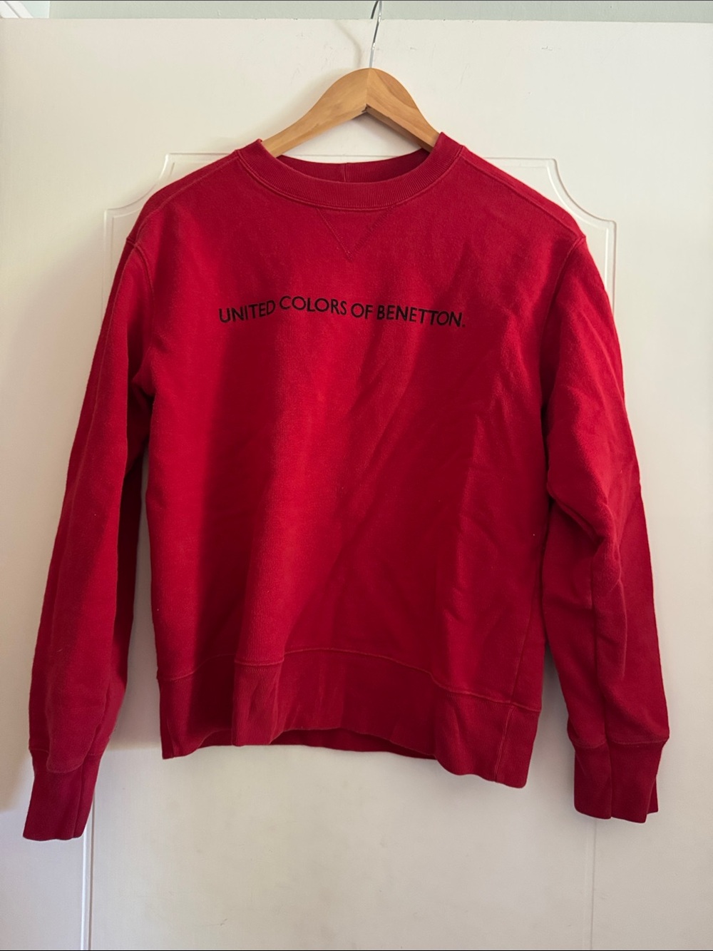 Two United Colors of Benetton Red and tan Crewneck Sweatshirt with Chest Logo - Picture 3 of 11